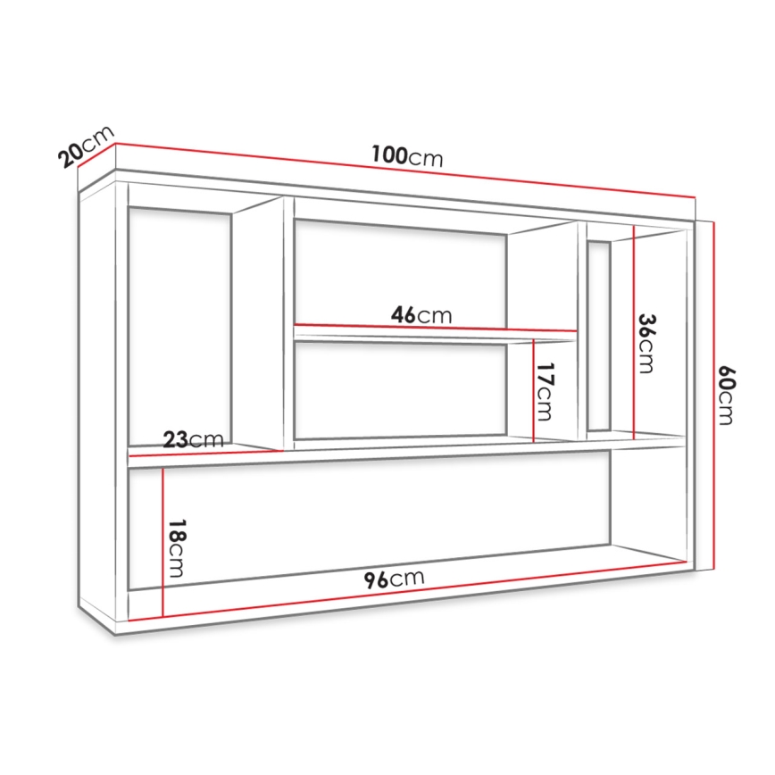Sienas plaukts PAPIKO 100x60x20 cm balts