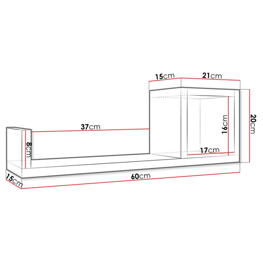 Sienas plaukts SILETO 20x60 cm Sonoma ozols