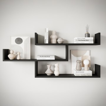 Sienas plaukts TRIO 119 x 55 cm, grafīta melnā krāsā