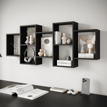 Sienas plaukts TRIO 161x65 cm melns
