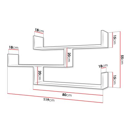 Sienas plaukts TRIO 55x119 cm kašmīrs