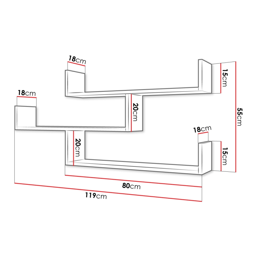 Sienas plaukts TRIO 55x119 cm kašmīrs