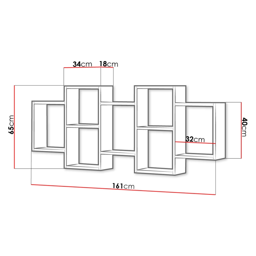 Sienas plaukts TRIO 65x161 cm melns