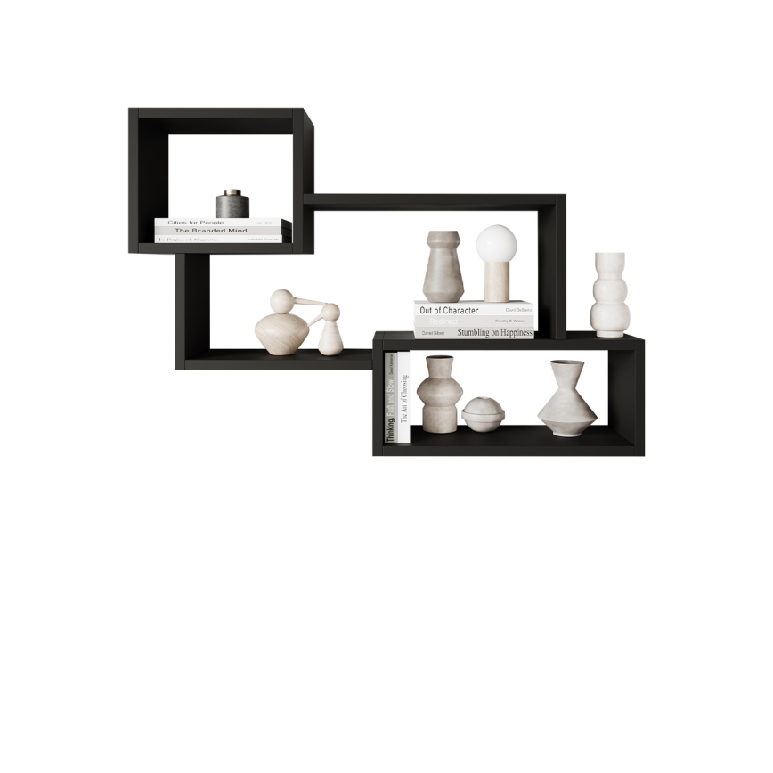 Sienas plaukts TRIO 87x54 cm, grafīta melns