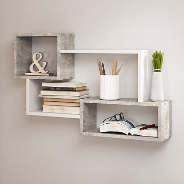 Sienas plaukts TRIO 87x54x18 cm pelēks/balts