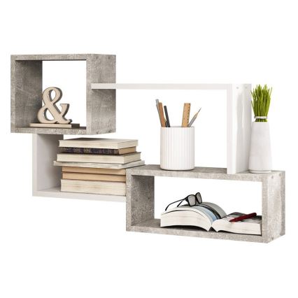 Sienas plaukts TRIO 87x54x18 cm pelēks/balts