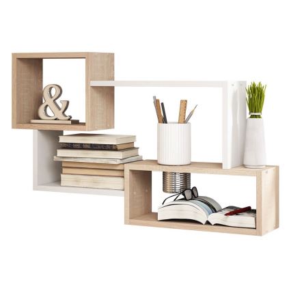 Sienas plaukts TRIO 87x54x18 cm sonomas ozols/balts