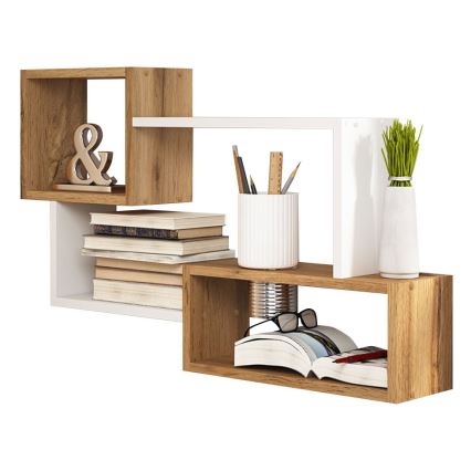 Sienas plaukts TRIO 87x54x18 cm Wotan ozols/balts
