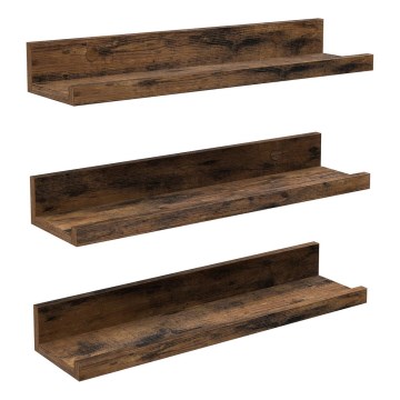 Sienas plauktu komplekts SHELFY, 3 gab., brūns