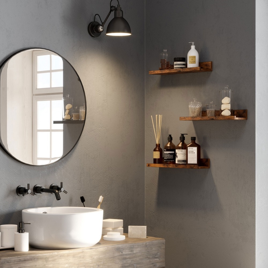 Sienas plauktu komplekts SHELFY, 3 gab., brūns