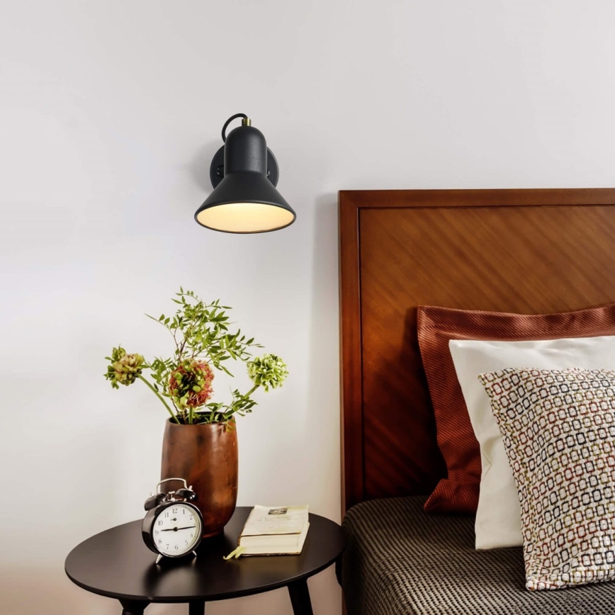 Sienas prožektors ASTAMA 1xE27/40W/230V melns/misiņš