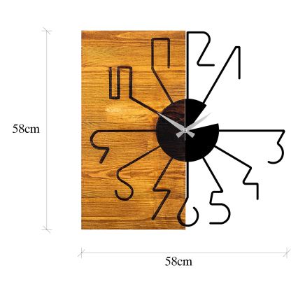 Sienas pulkstenis 58 cm 1xAA koks/metāls