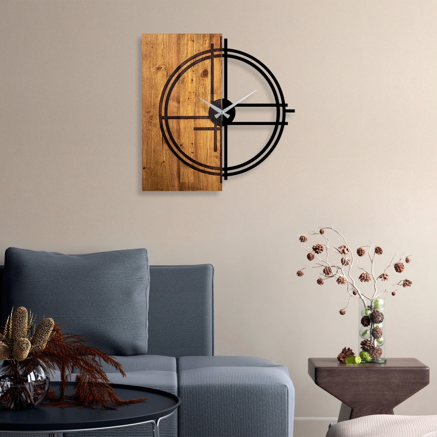 Sienas pulkstenis 58x56 cm 1xAA koks/metāls