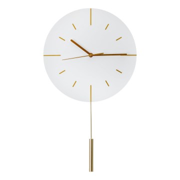 Sienas pulkstenis ar svārstu d. 30 cm 1xAA balta/zelta