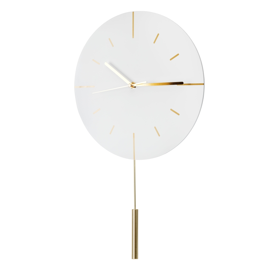 Sienas pulkstenis ar svārstu d. 30 cm 1xAA balta/zelta