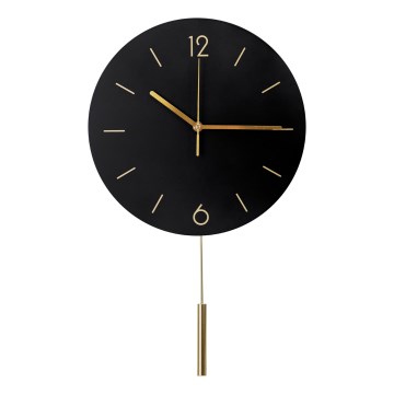 Sienas pulkstenis ar svārstu d. 30 cm 1xAA melna/zelta