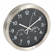 Sienas pulkstenis ar termometru un mitruma mērītāju 1xAA melns