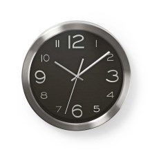 Sienas pulkstens 1xAA/1,5V nerūsējoša tērauda 30 cm melns