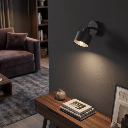 Sienas punktveida gaismeklis PARKLA 1xE27/15W/230V melns
