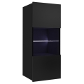 Sienas skapītis ar LED apgaismojumu PAVO 117x45 cm spīdīgi melna
