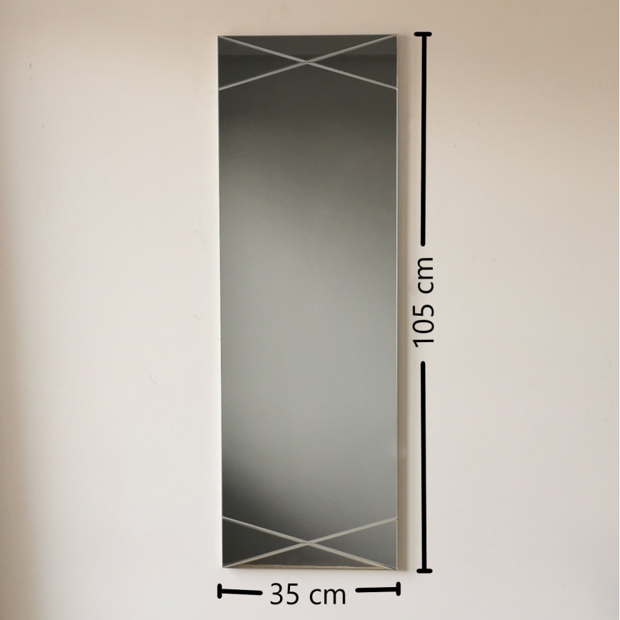 Sienas spogulis 105x35 cm sudraba