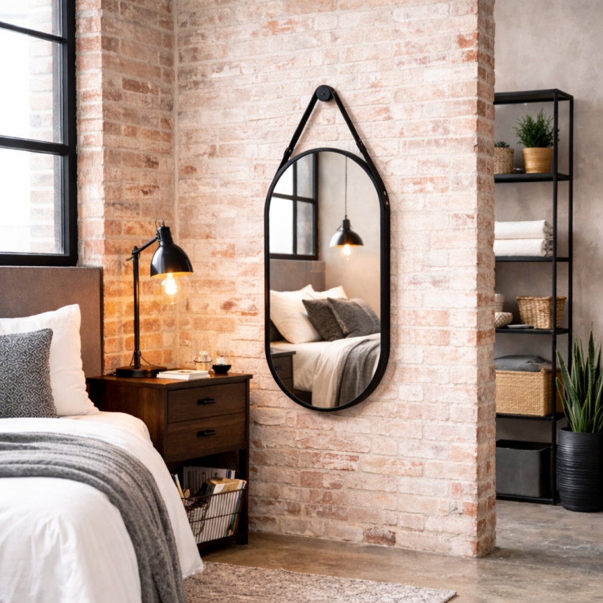 Sienas spogulis BIBI 100x50 cm melns