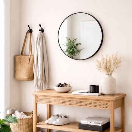 Sienas spogulis CHICAGO Ø 40 cm, melns