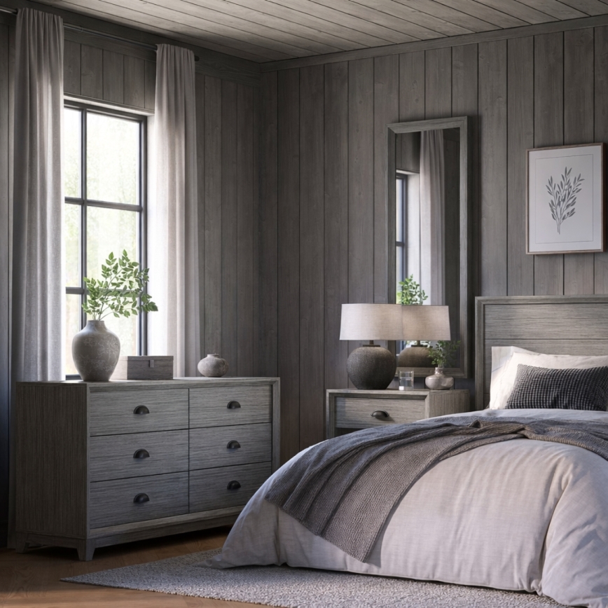 Sienas spogulis FIONA 96x36 cm, pelēks