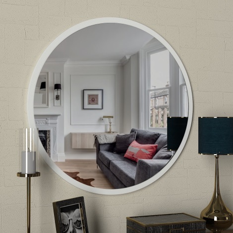 Sienas spogulis GLOB d. 59 cm balts