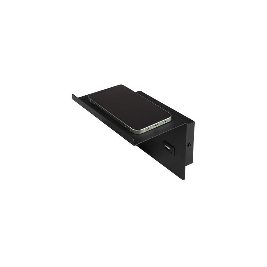 Sienas starmetis ar plauktu un USB lādētājs 1xG9/35W/230V melna/zelta