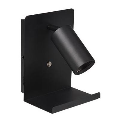 Sienas starmetis ar plauktu un USB lādētājs 1xGU10/35W/230V melna