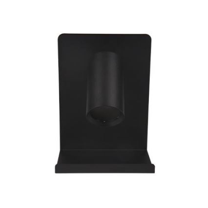 Sienas starmetis ar plauktu un USB lādētājs 1xGU10/35W/230V melna
