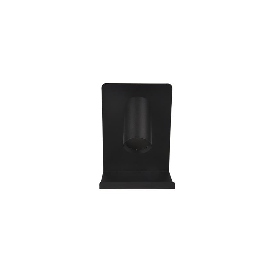 Sienas starmetis ar plauktu un USB lādētājs 1xGU10/35W/230V melna