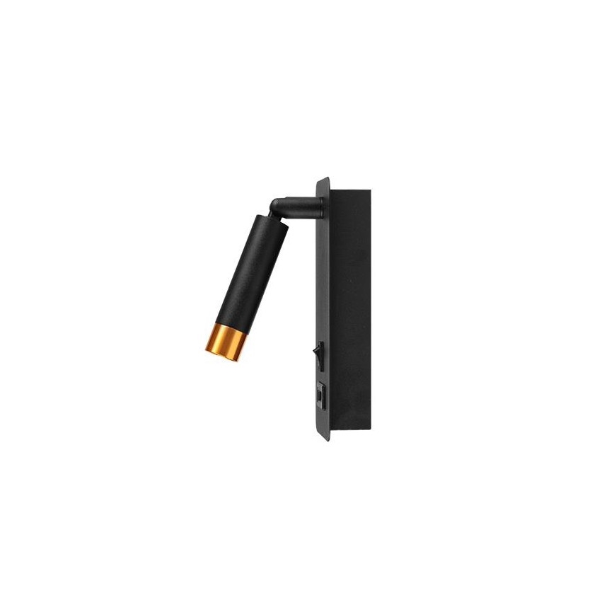 Sienas starmetis ar USB lādētāju 1xG9/35W/230V melna/zelta