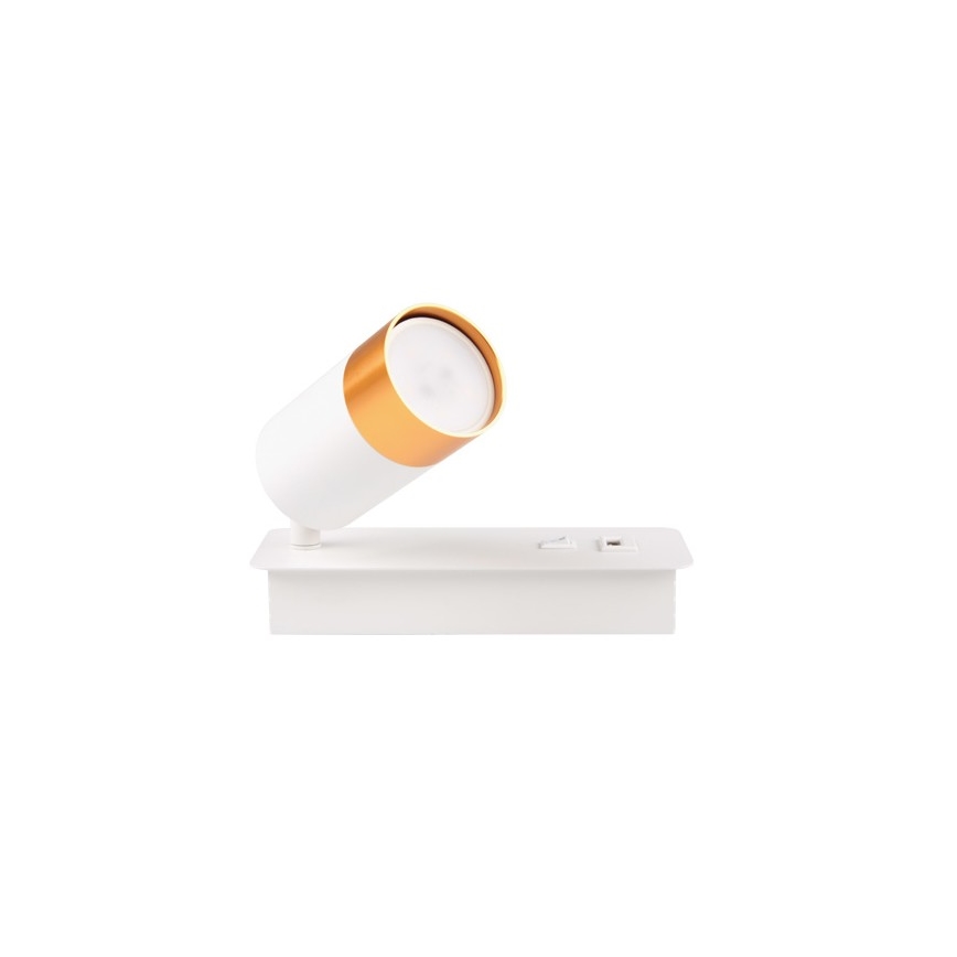 Sienas starmetis ar USB lādētāju 1xGU10/35W/230V balta/zelta