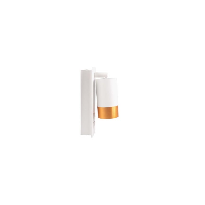 Sienas starmetis ar USB lādētāju 1xGU10/35W/230V balta/zelta