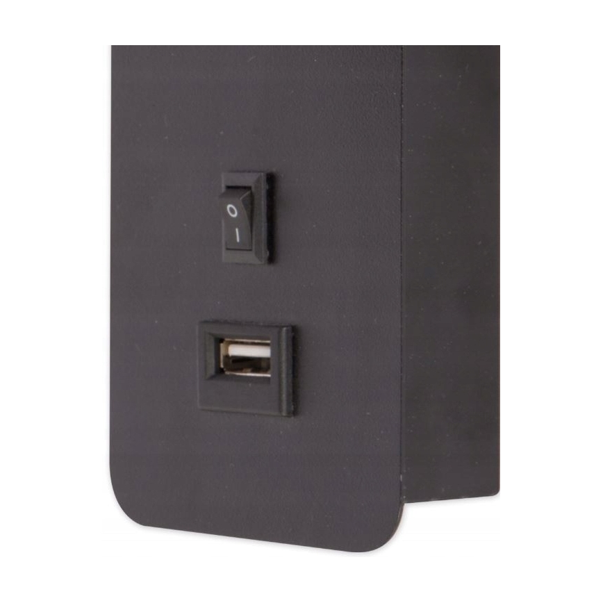 Sienas starmetis ar USB lādētāju 1xGU10/35W/230V melns