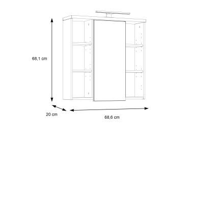 Sienas vannas istabas skapītis ar spoguli VENOM, balts/sonomas ozols