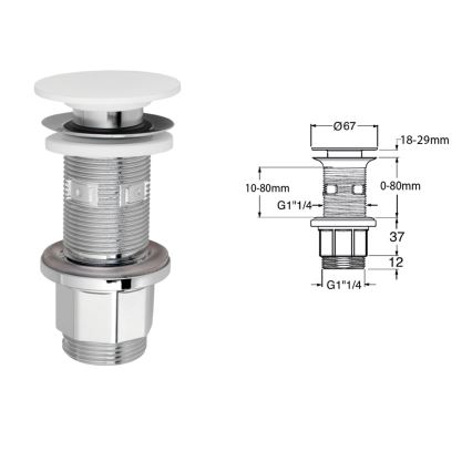 Silfra - izlietnes aizbāžnis Ø 6,7 cm, balts/spīdīgs hroms