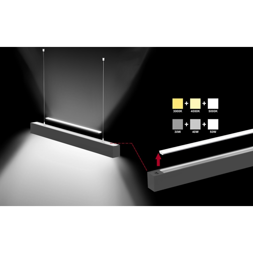 Sinclair - LED Griestu lampa LSM LED/40W/230V 3000K/4000K/5000K 120 cm, melna