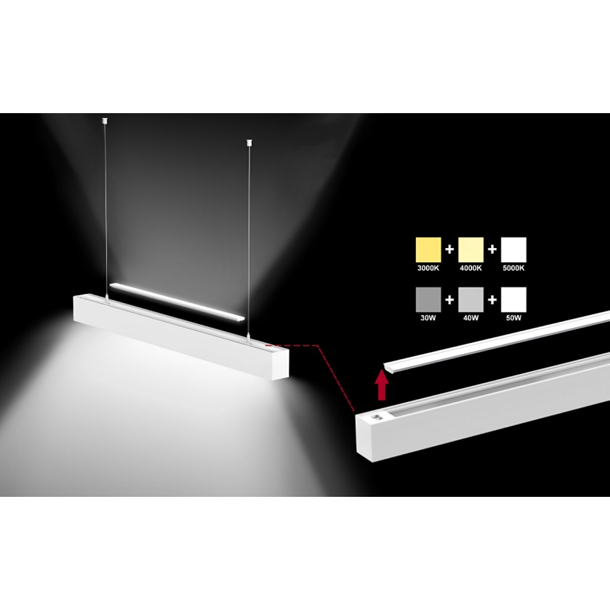 Sinclair - LED Griestu lampa LSM LED/40W/230V 3000K/4000K/5000K 120 cm, sudraba