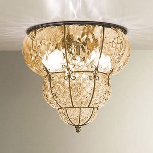 SIRU - Griestu lampa CLASSIC 3xE14/40W/230V d. 25 cm bēša/melna Venēcijas stikls