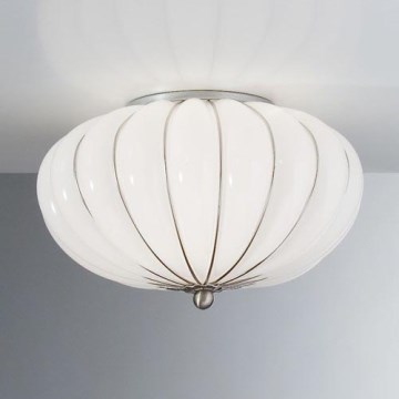 SIRU - Griestu lampa GIOVE 2xE14/40W/230V d. 29 cm matēts hroms/balta Venēcijas stikls