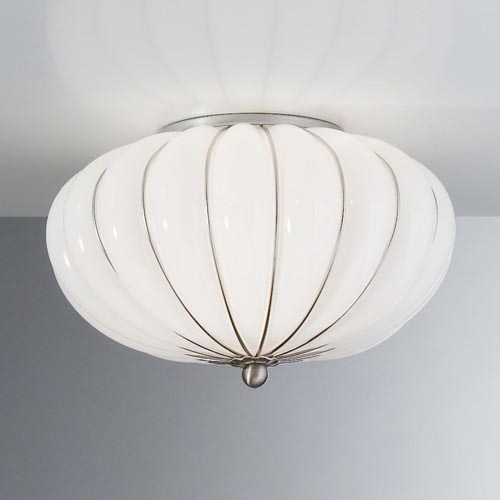 SIRU - Griestu lampa GIOVE 2xE14/40W/230V d. 29 cm matēts hroms/balta Venēcijas stikls