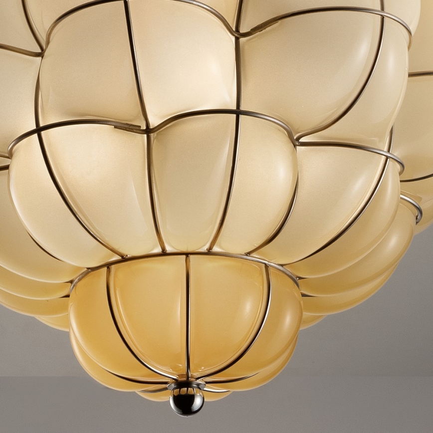 SIRU - Griestu lampa POUFF 3xE27/60W/230V spīdīgi hromēts/bēša Venēcijas stikls