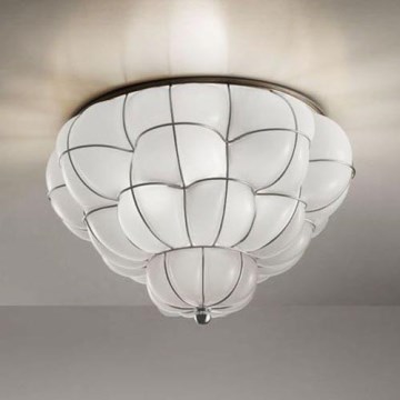 SIRU - Griestu lampa POUFF 3xE27/60W/230V spīdīgi hromēts/balta Venēcijas stikls