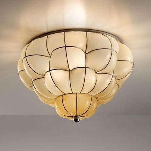 SIRU - Griestu lampa POUFF 3xE27/60W/230V spīdīgi hromēts/bēša Venēcijas stikls