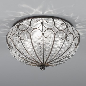 SIRU - Griestu lampa SAN TOMÀ 3xE14/40W/230V caurspīdīga/matēts hroms Venēcijas stikls
