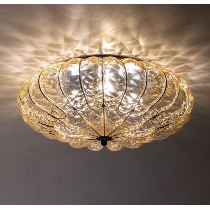 SIRU - Griestu lampa SOLE 3xE14/40W/230V d. 31 cm bēša/matēts hroms Venēcijas stikls