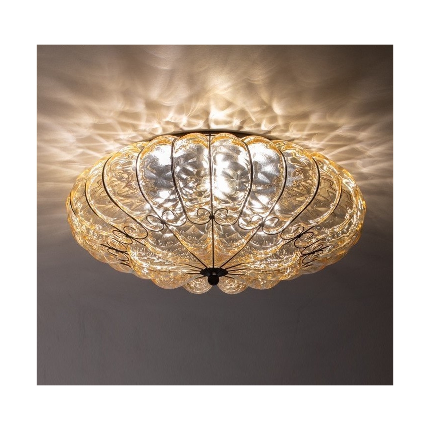 SIRU - Griestu lampa SOLE 3xE14/40W/230V d. 31 cm bēša/matēts hroms Venēcijas stikls